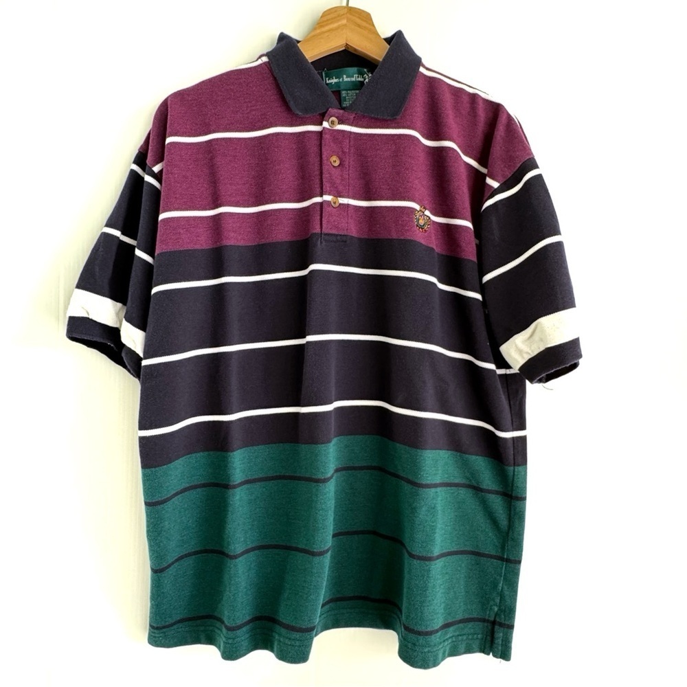 Classic Striped Polo Shirt - Burgundy, Green, Navy